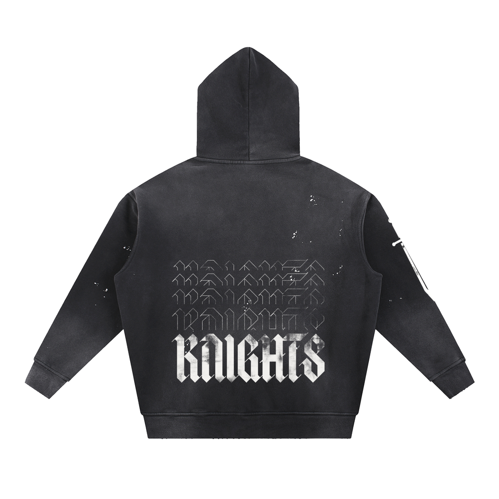 Vintage Washed Frayed Fleece Hoodie