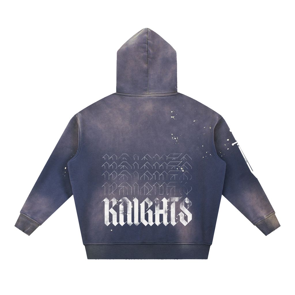 Vintage Washed Frayed Fleece Hoodie