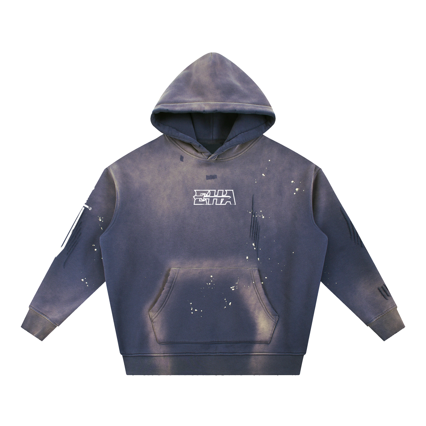 Vintage Washed Frayed Fleece Hoodie
